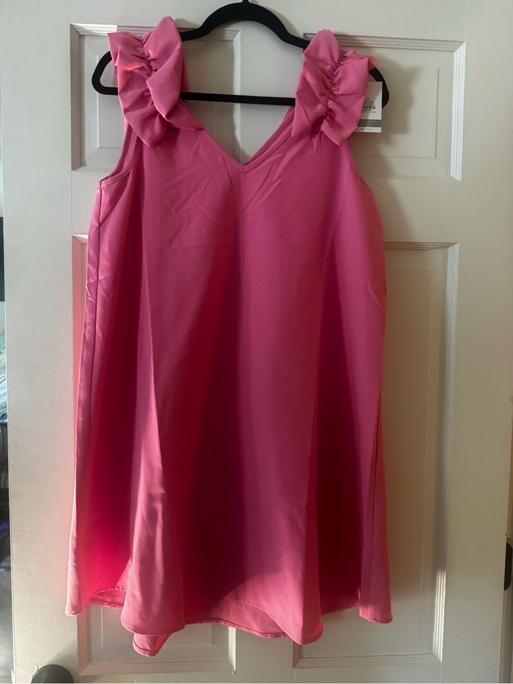 Mud Pie Hot Pink Ruffle Shoulder A-Line Dress